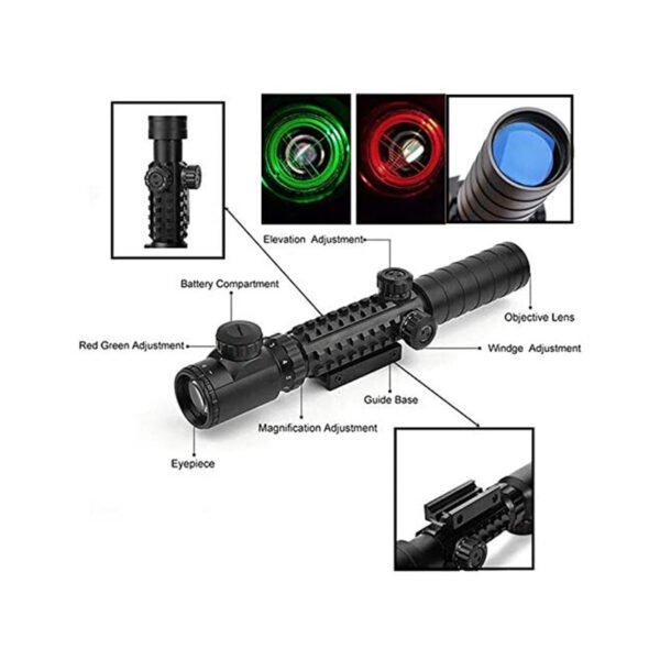 3-9X32EG Optical Red Green Illuminated Crosshair Rangefinder Scope with Red Green Reflex 4 Reticles Scope