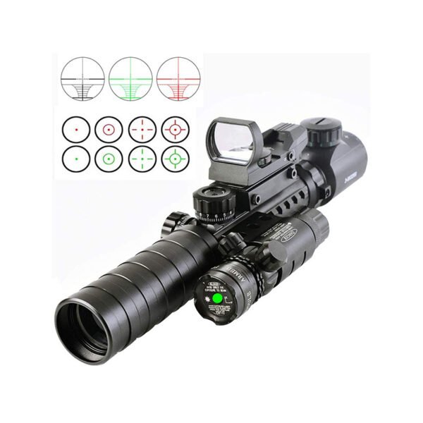 3-9X32EG Optical Red Green Illuminated Crosshair Rangefinder Scope with Red Green Reflex 4 Reticles Scope