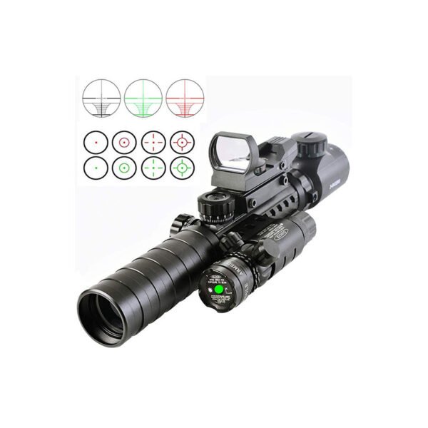 3-9X32EG Optical Red Green Illuminated Crosshair Rangefinder Scope with Red Green Reflex 4 Reticles Scope
