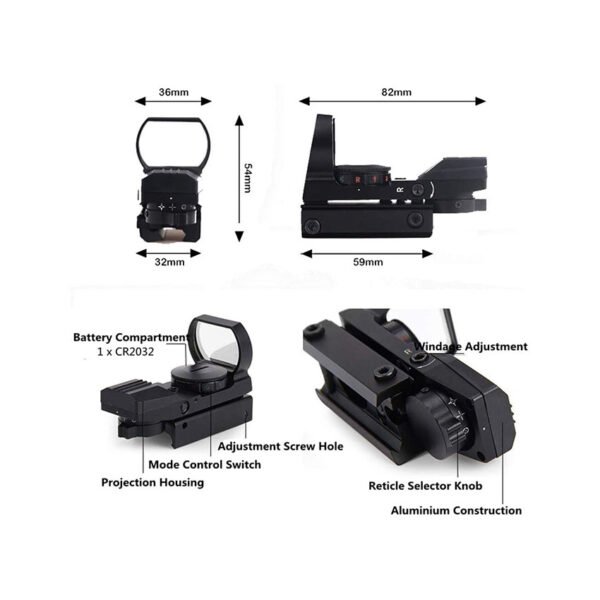 3-9X32EG Optical Red Green Illuminated Crosshair Rangefinder Scope with Red Green Reflex 4 Reticles Scope