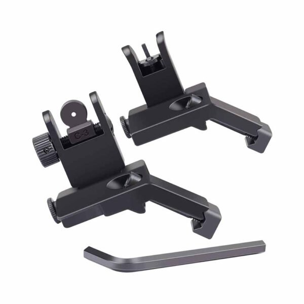 F2 45degree Iron Sight Front and Rear Flip Up Folding Sights For AR15