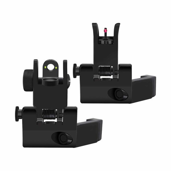 F2F 45degree Iron Sight Front and Rear Flip Up Folding Sights With Fiber For AR15