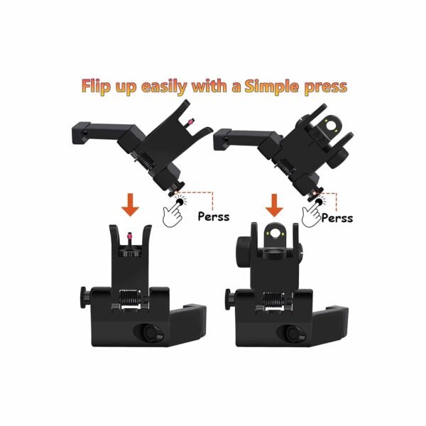 F2F 45degree Iron Sight Front and Rear Flip Up Folding Sights With Fiber For AR15