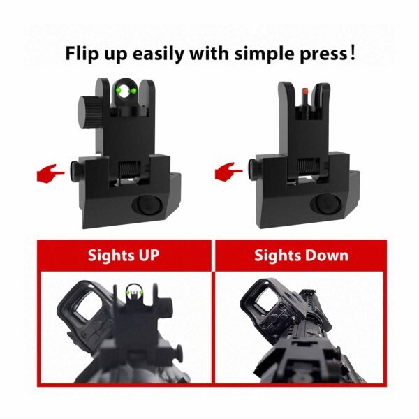 F2F 45degree Iron Sight Front and Rear Flip Up Folding Sights With Fiber For AR15