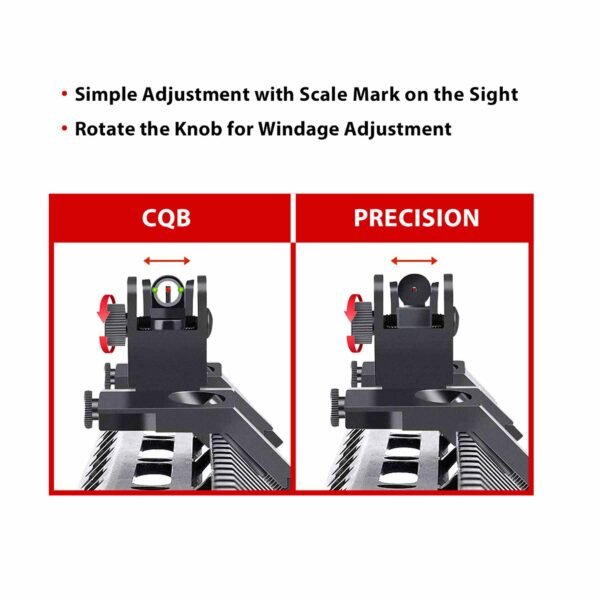 F2F 45degree Iron Sight Front and Rear Flip Up Folding Sights With Fiber For AR15