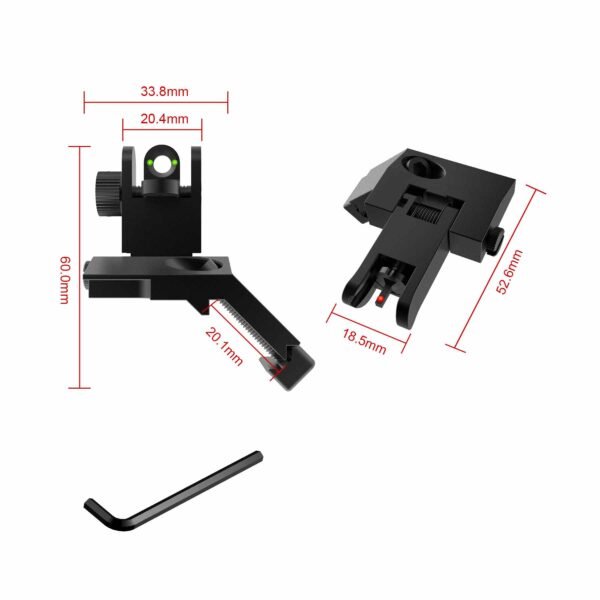 F2F 45degree Iron Sight Front and Rear Flip Up Folding Sights With Fiber For AR15